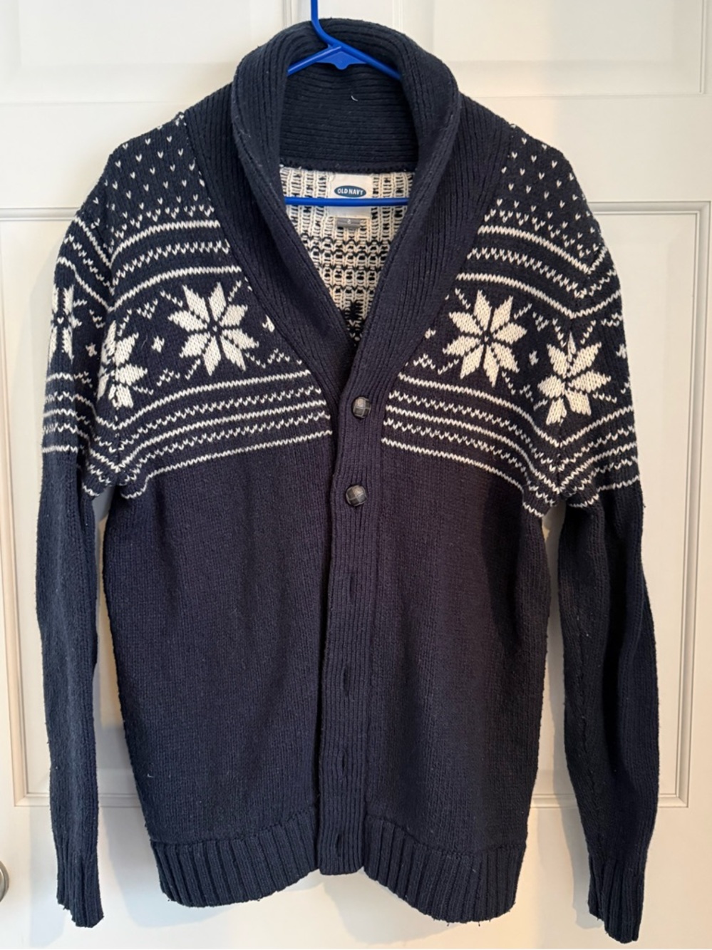Blue and White Men's Cardigan
